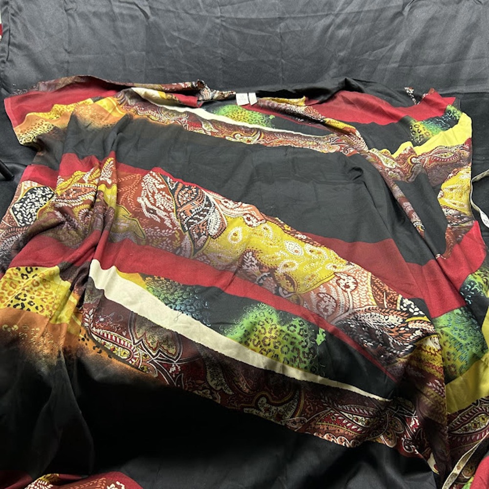 Bobbie Brooks Kaftan Top One Size Paisley Leopard Print Sheer Oversized Black